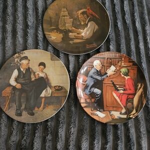 Knowles Decorative Plates with Red, Brown, and Black Accents